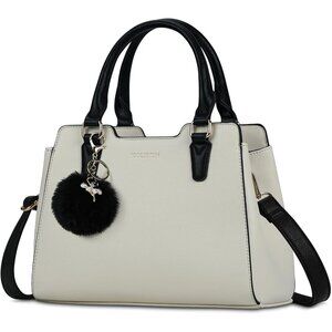 Womens Beige PU leather Top-Handle  Waterproof Anti Theft Leather Purses Handbag